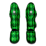 Green Argyle Pattern Print Muay Thai Shin Guard