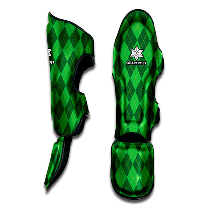 Green Argyle Pattern Print Muay Thai Shin Guard
