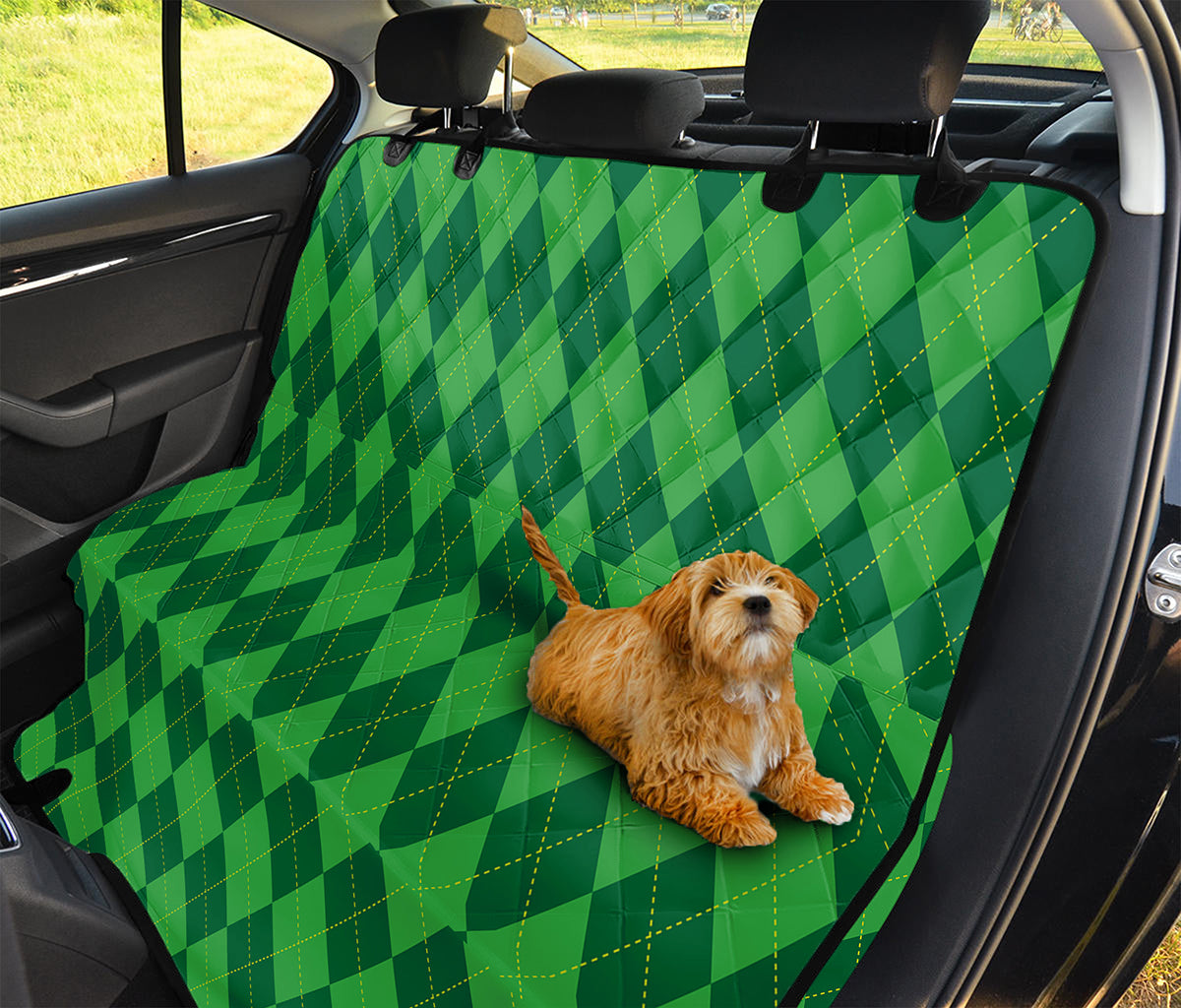 Green Argyle Pattern Print Pet Car Back Seat Cover