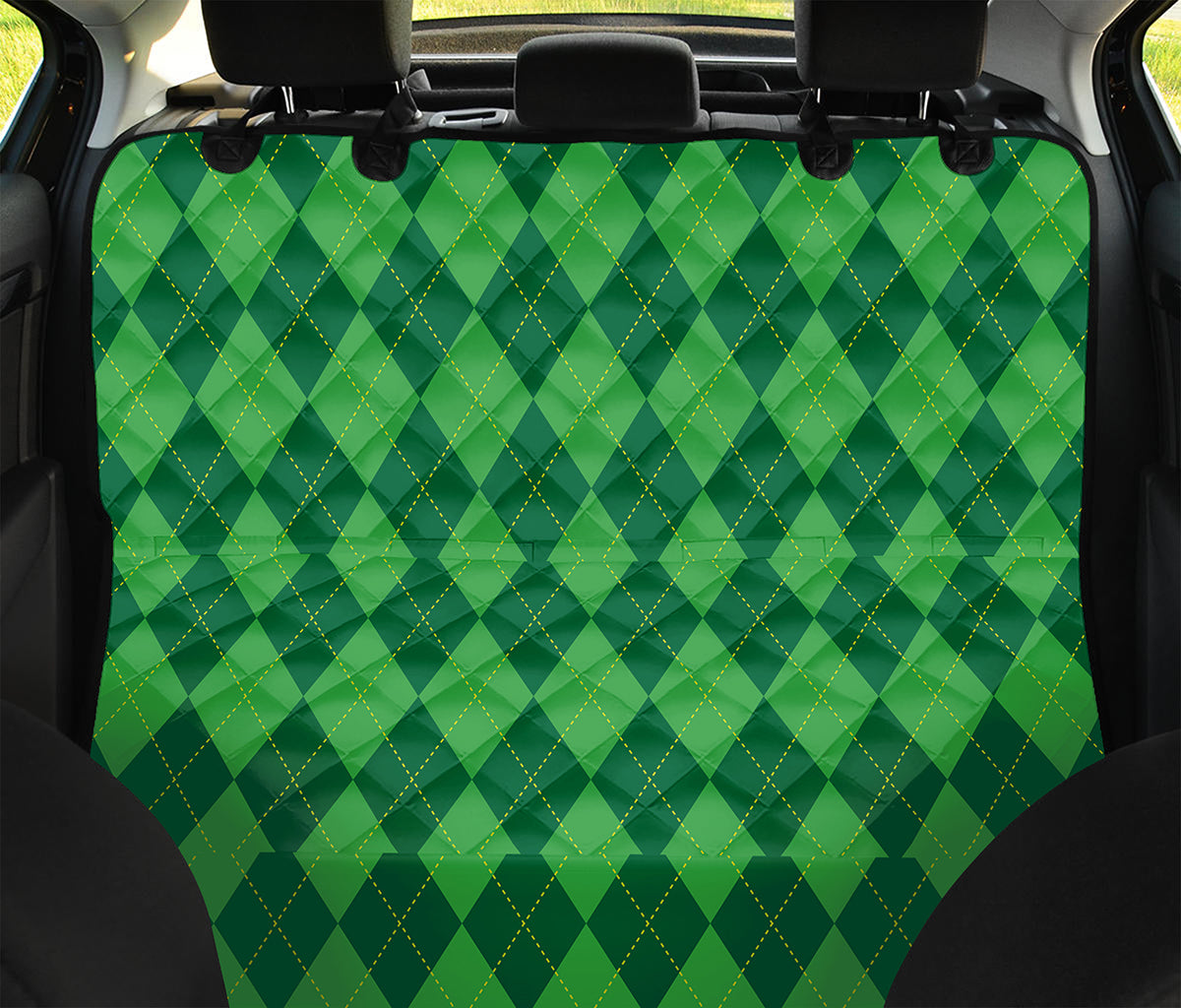 Green Argyle Pattern Print Pet Car Back Seat Cover
