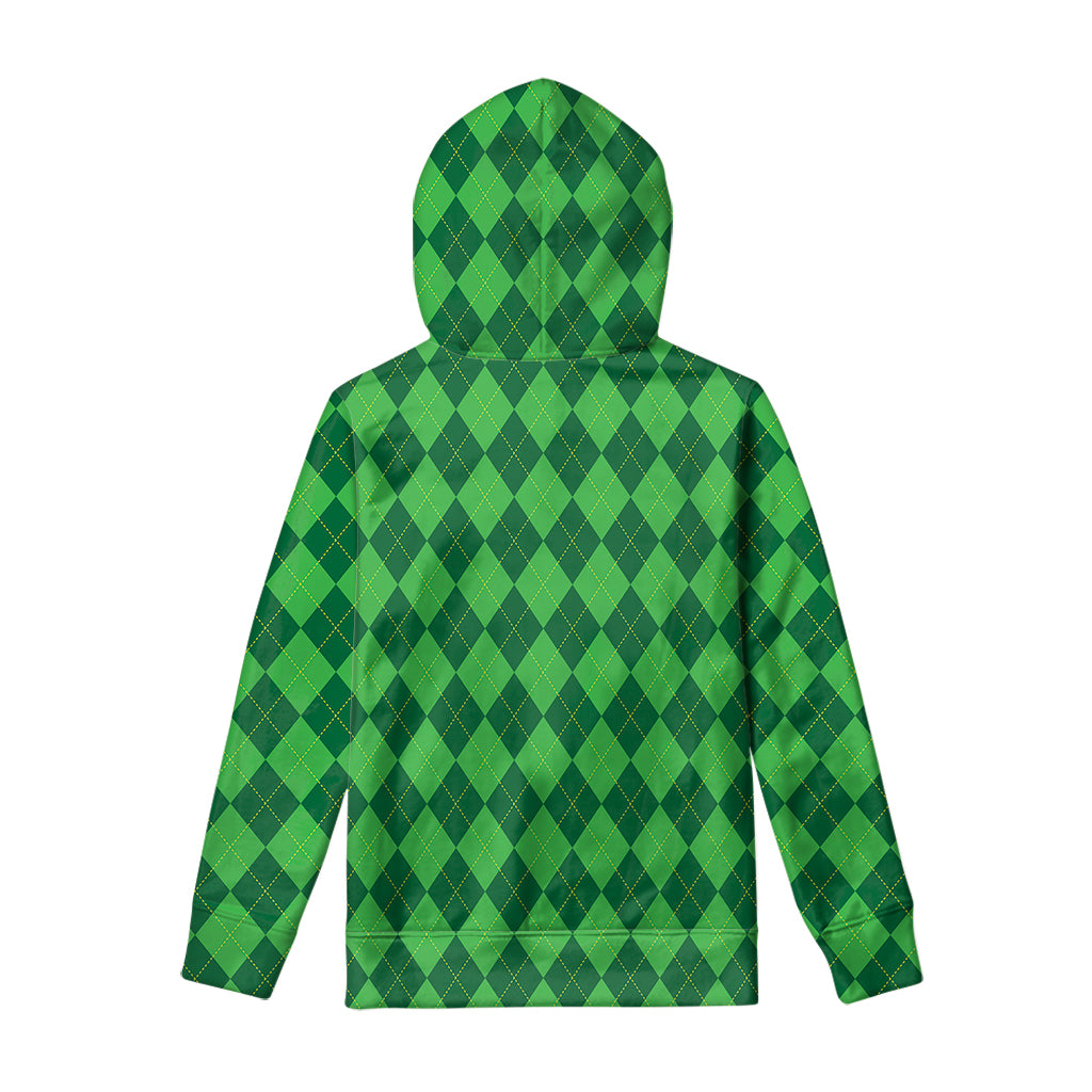 Green Argyle Pattern Print Pullover Hoodie