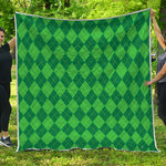 Green Argyle Pattern Print Quilt