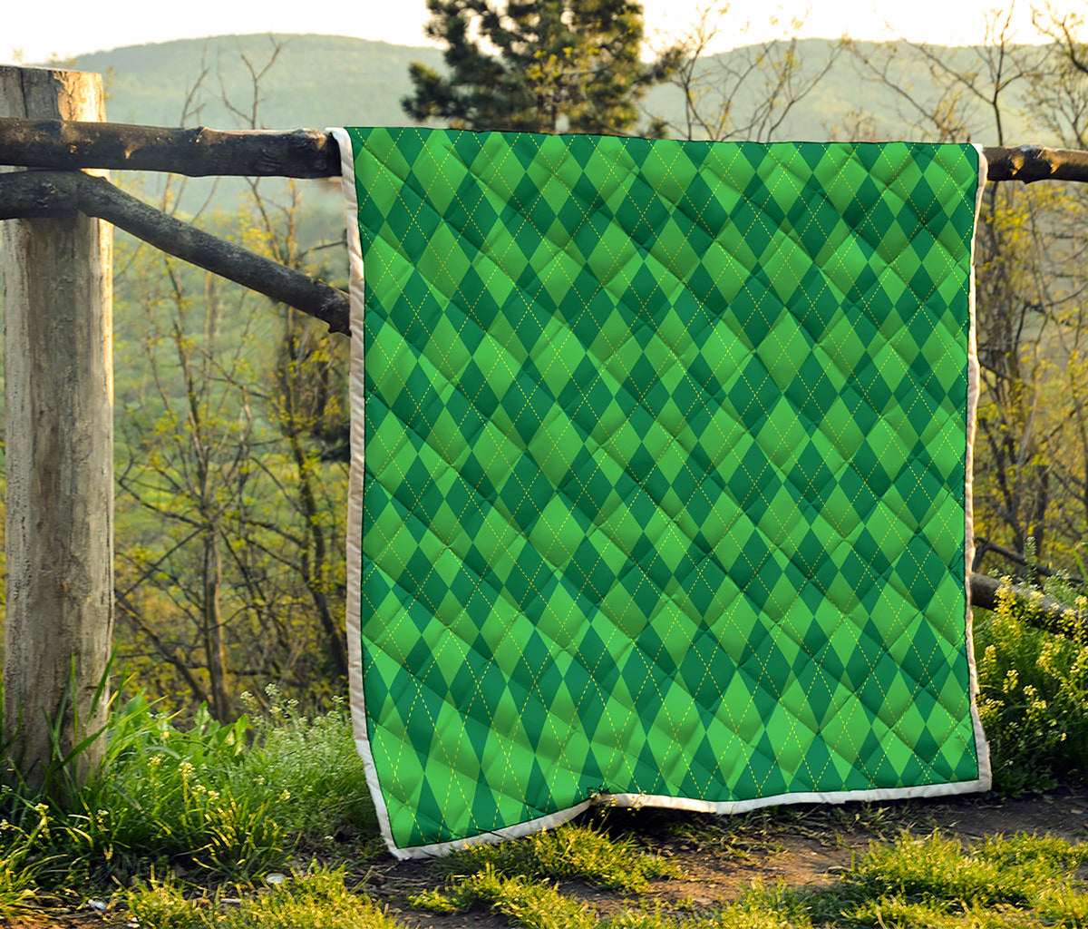 Green Argyle Pattern Print Quilt