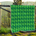 Green Argyle Pattern Print Quilt