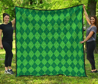 Green Argyle Pattern Print Quilt