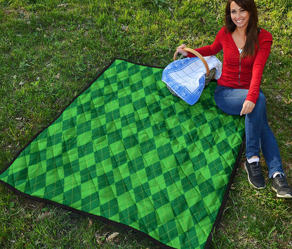Green Argyle Pattern Print Quilt