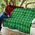 Green Argyle Pattern Print Quilt