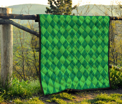 Green Argyle Pattern Print Quilt