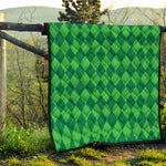 Green Argyle Pattern Print Quilt