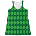 Green Argyle Pattern Print Women's Racerback Tank Top
