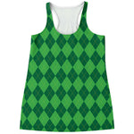 Green Argyle Pattern Print Women's Racerback Tank Top