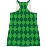 Green Argyle Pattern Print Women's Racerback Tank Top