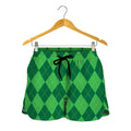 Green Argyle Pattern Print Women's Shorts