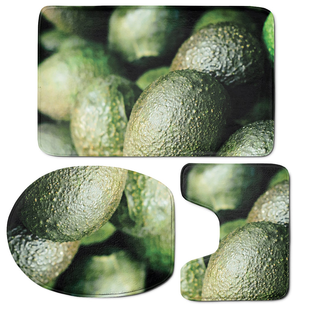 Green Avocado Print 3 Piece Bath Mat Set