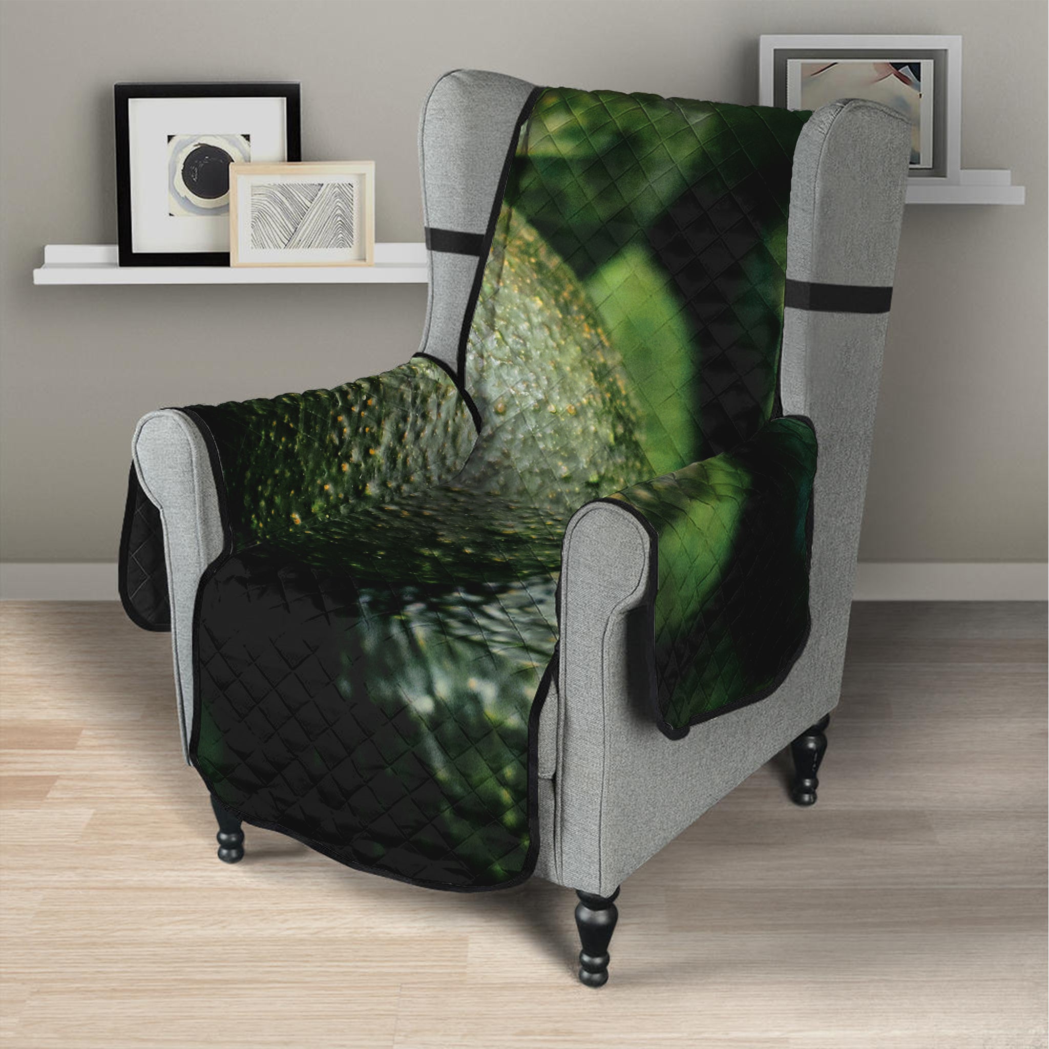 Green Avocado Print Armchair Protector