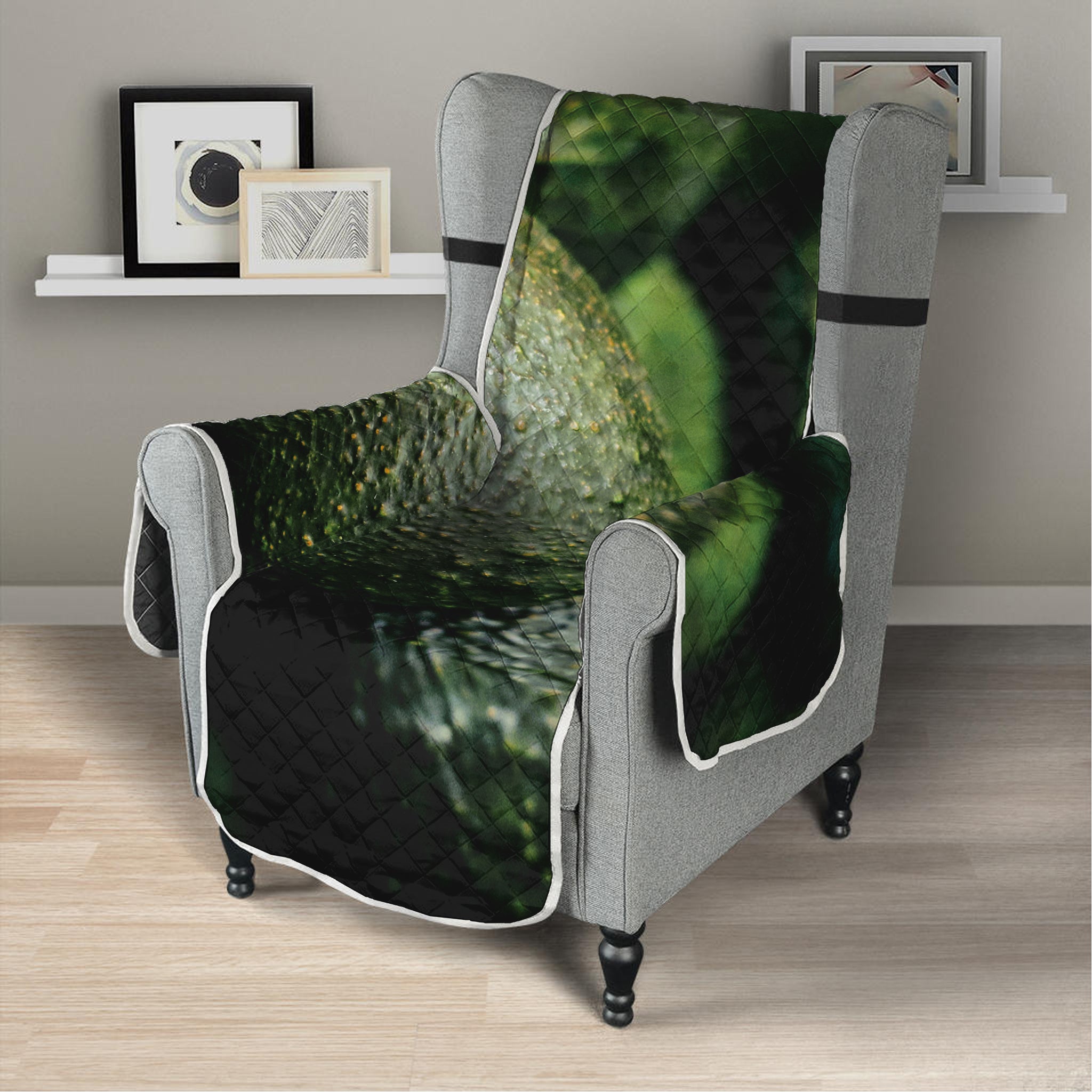 Green Avocado Print Armchair Protector