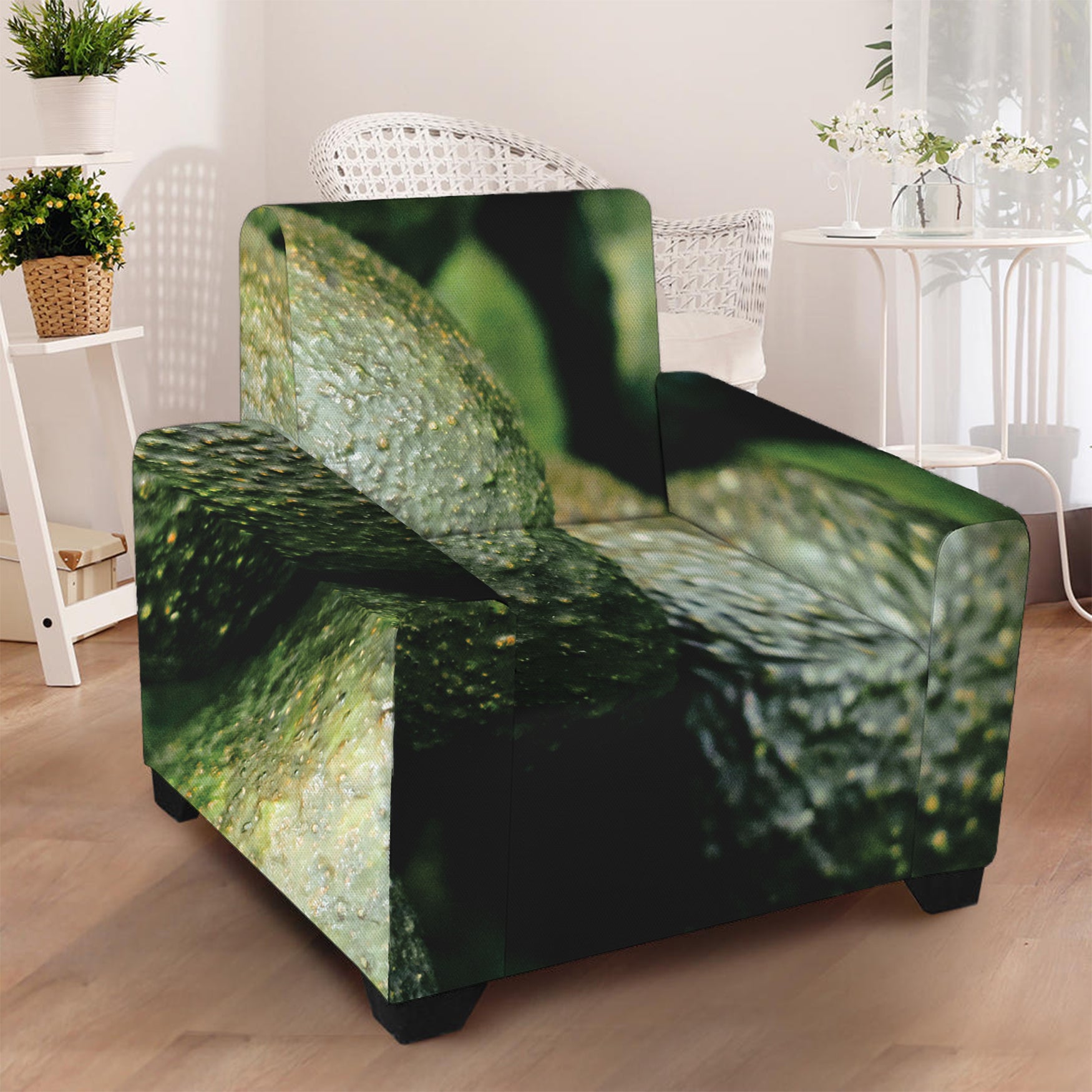 Green Avocado Print Armchair Slipcover