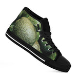 Green Avocado Print Black High Top Shoes