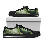 Green Avocado Print Black Low Top Shoes