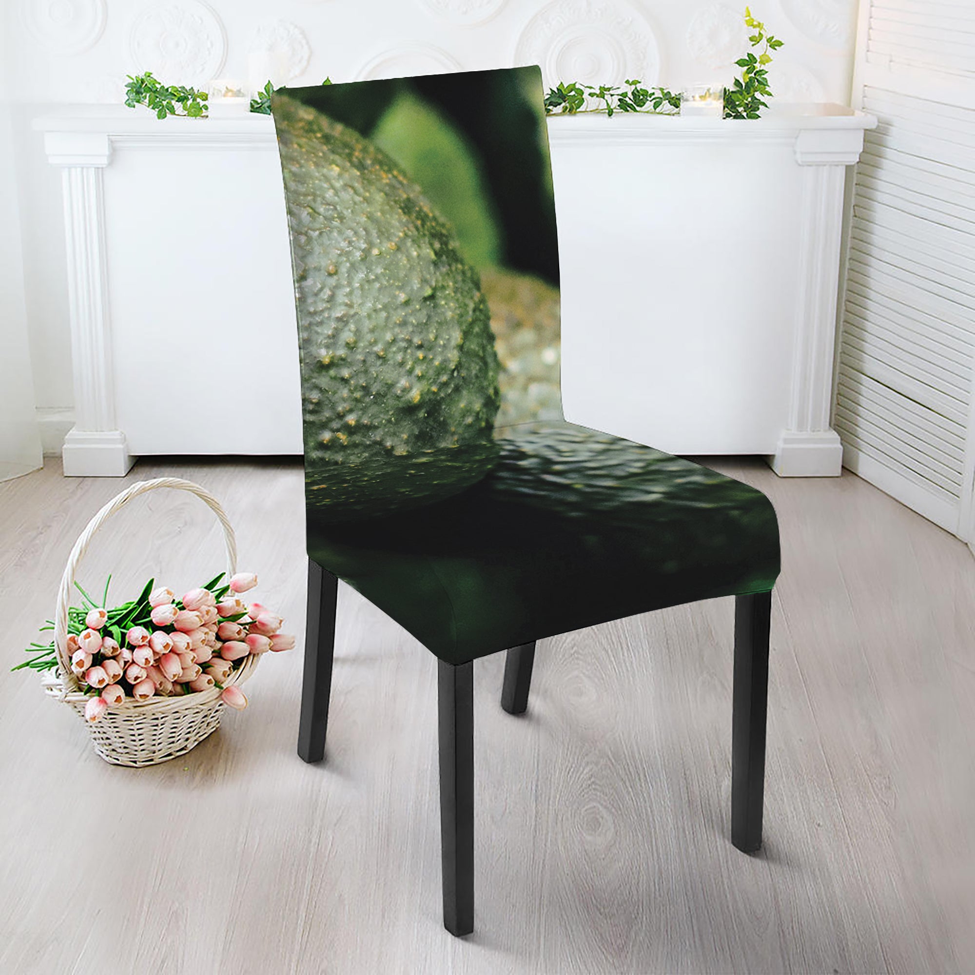 Green Avocado Print Dining Chair Slipcover