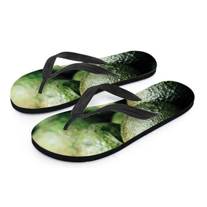 Green Avocado Print Flip Flops