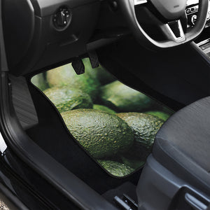 Green Avocado Print Front and Back Car Floor Mats