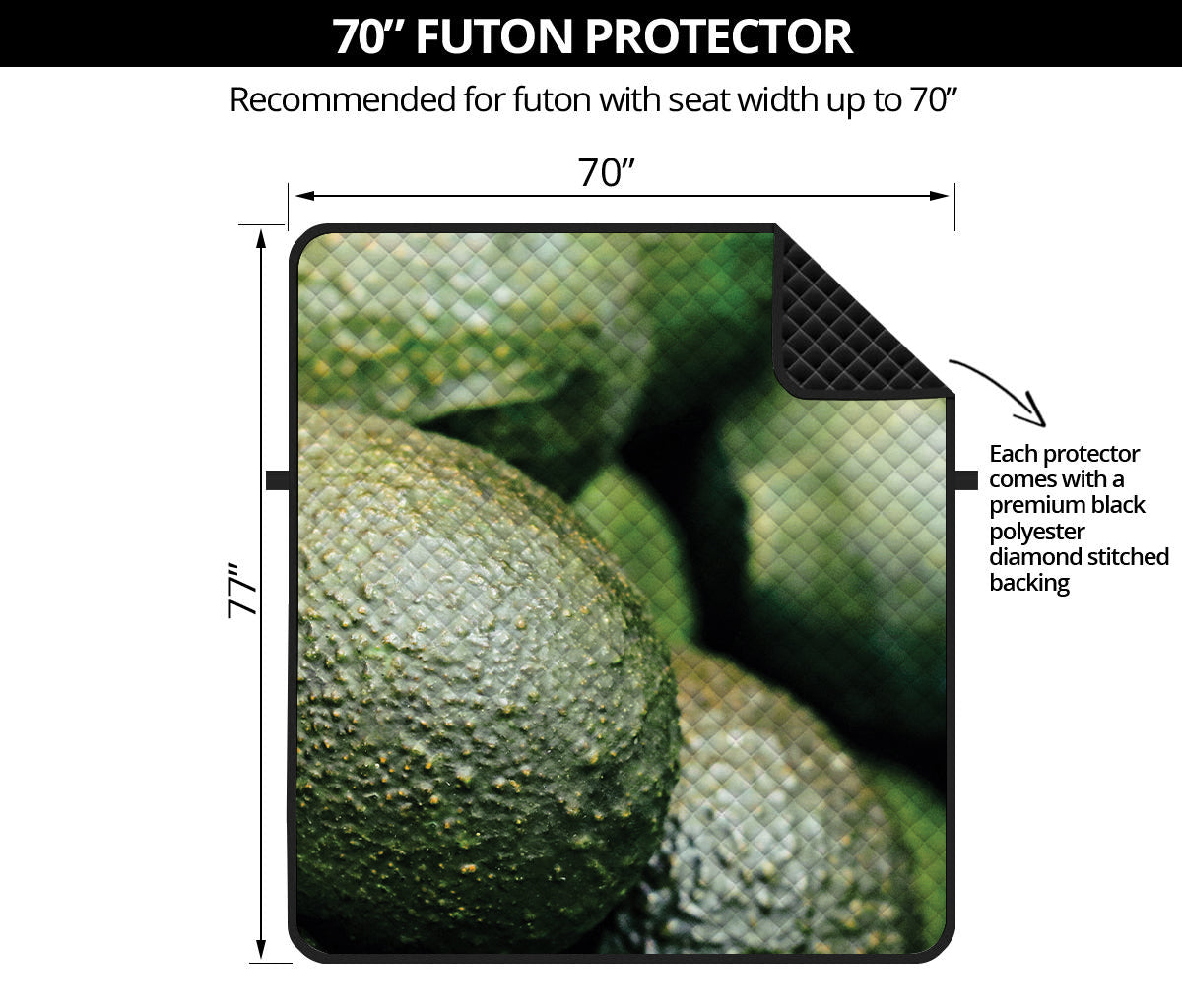 Green Avocado Print Futon Protector