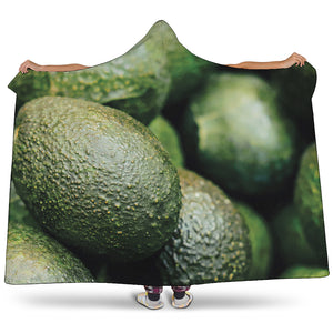 Green Avocado Print Hooded Blanket