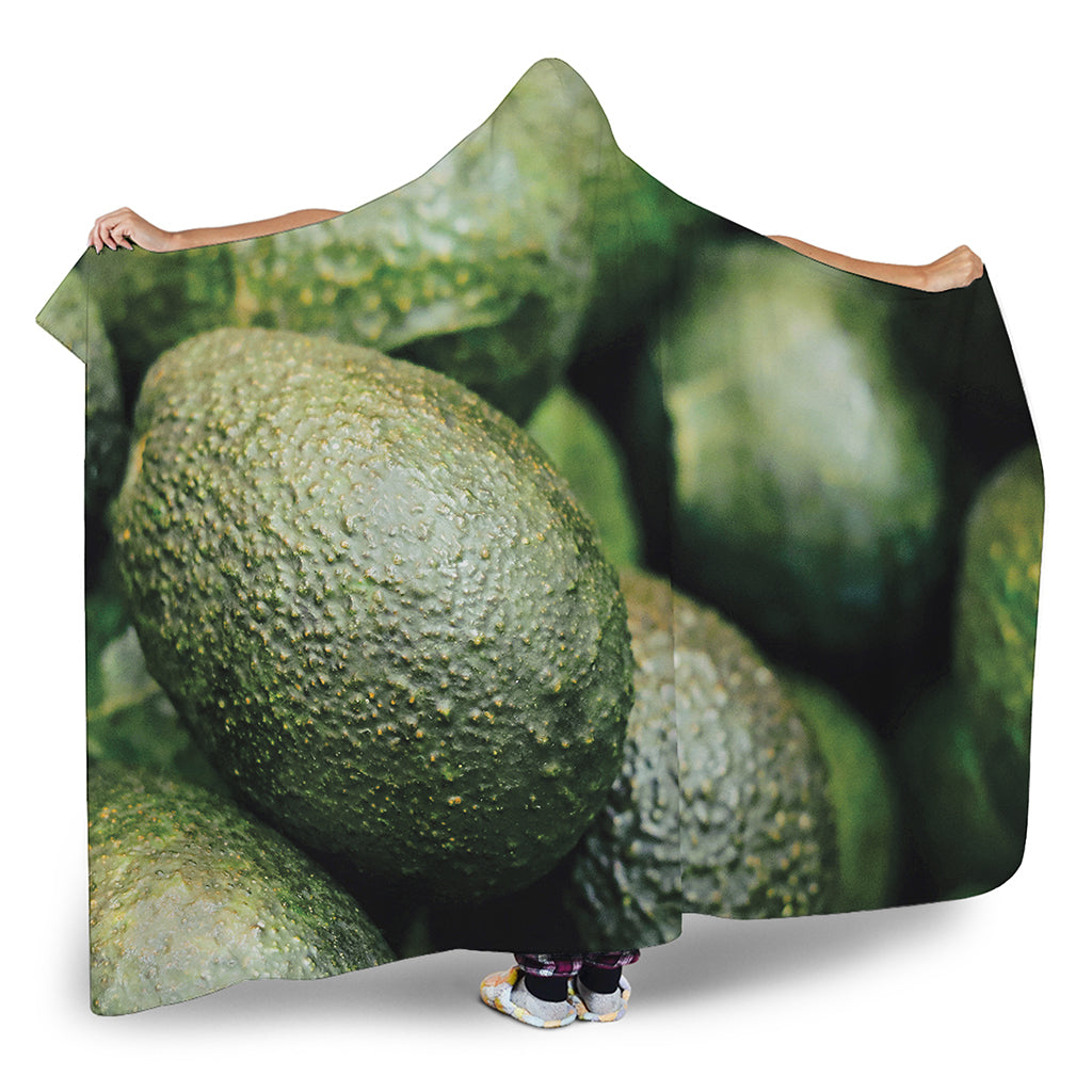 Green Avocado Print Hooded Blanket