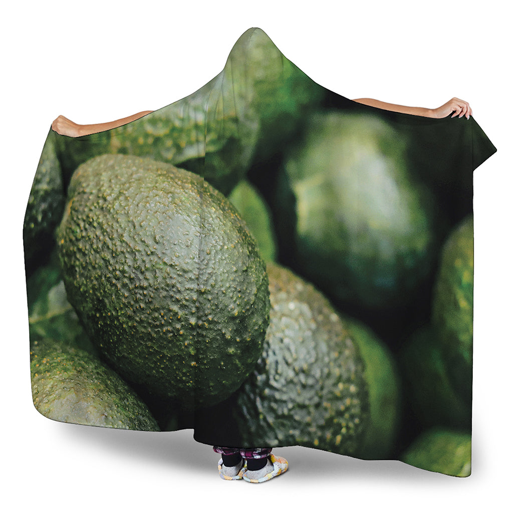 Green Avocado Print Hooded Blanket