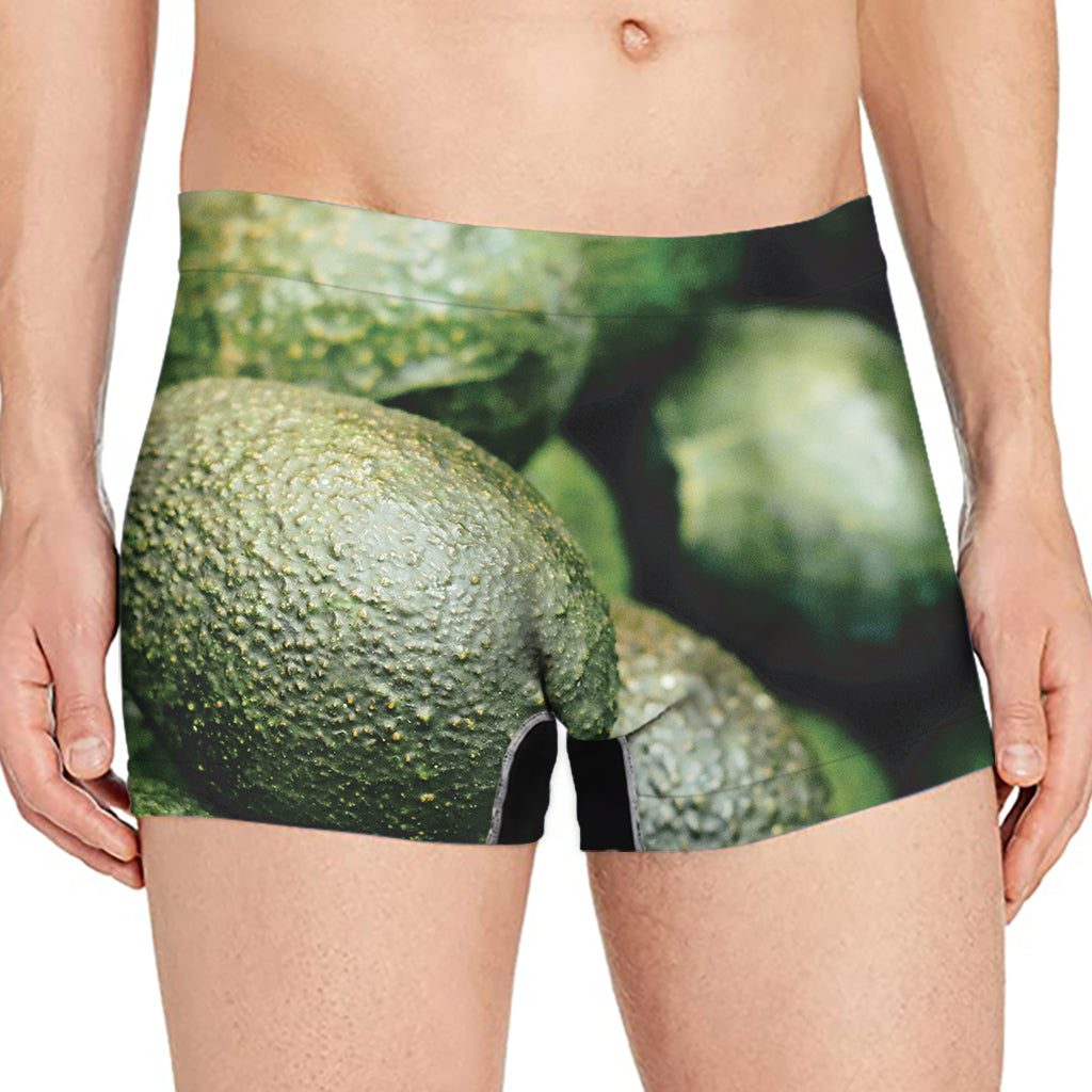 Green Avocado Print Men's Boxer Briefs