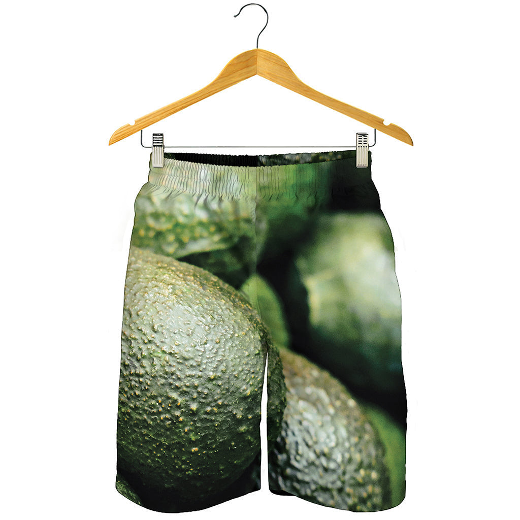 Green Avocado Print Men's Shorts