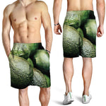 Green Avocado Print Men's Shorts