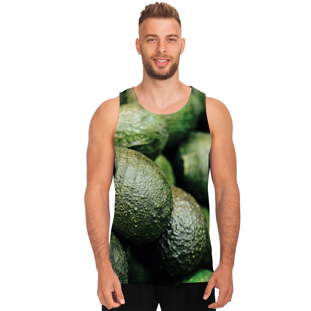 Green Avocado Print Men's Tank Top