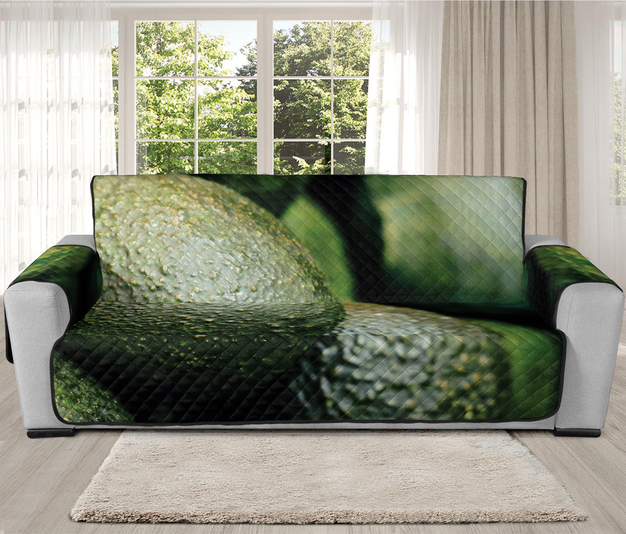 Green Avocado Print Oversized Sofa Protector