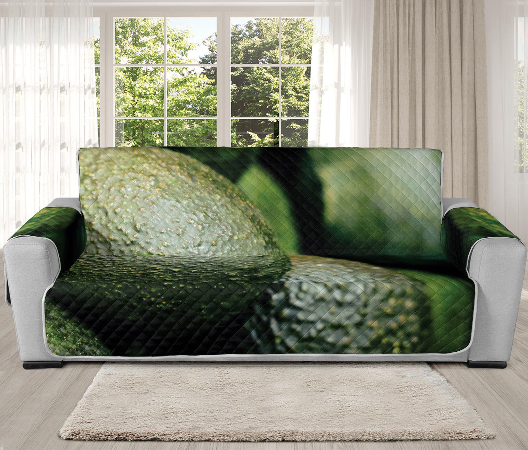 Green Avocado Print Oversized Sofa Protector