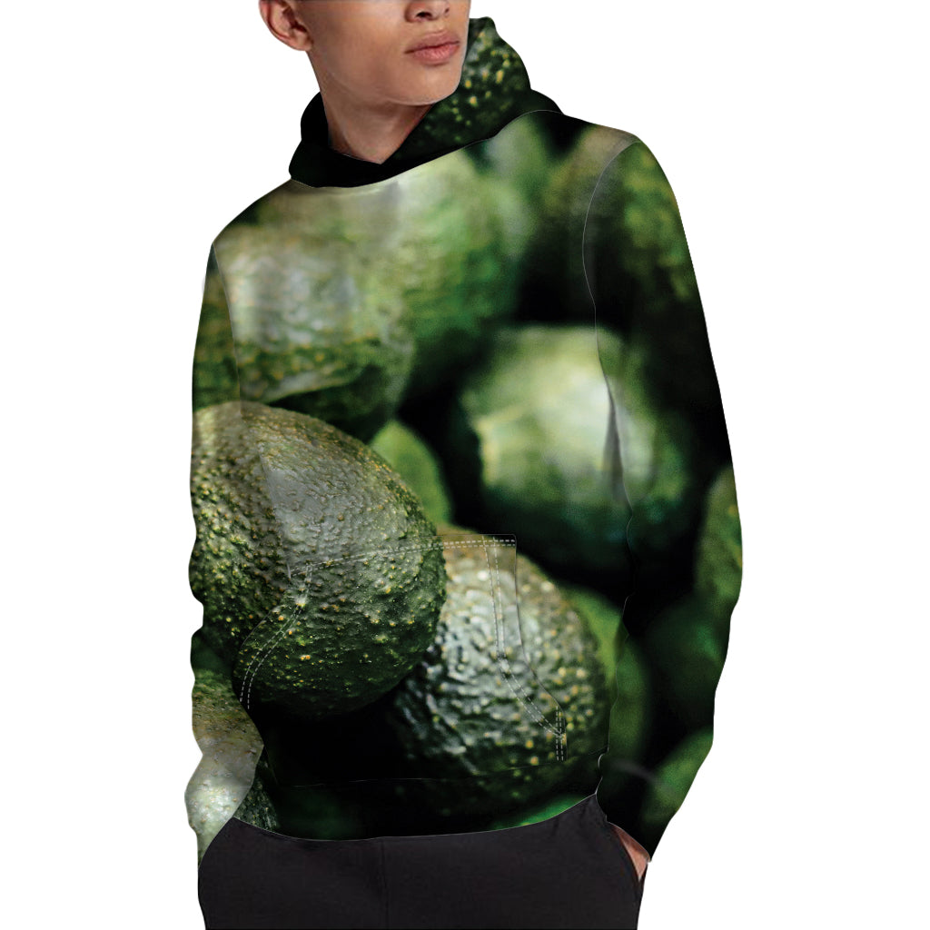 Green Avocado Print Pullover Hoodie