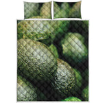 Green Avocado Print Quilt Bed Set
