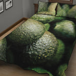 Green Avocado Print Quilt Bed Set