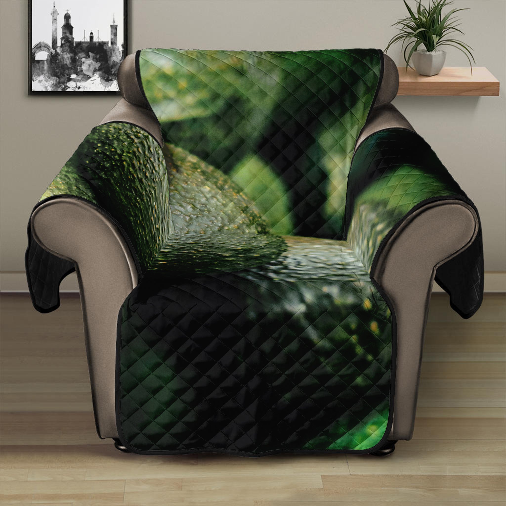 Green Avocado Print Recliner Protector