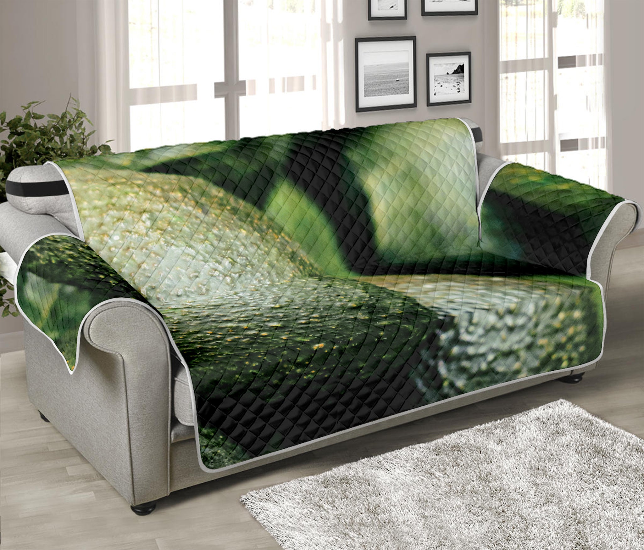 Green Avocado Print Sofa Protector