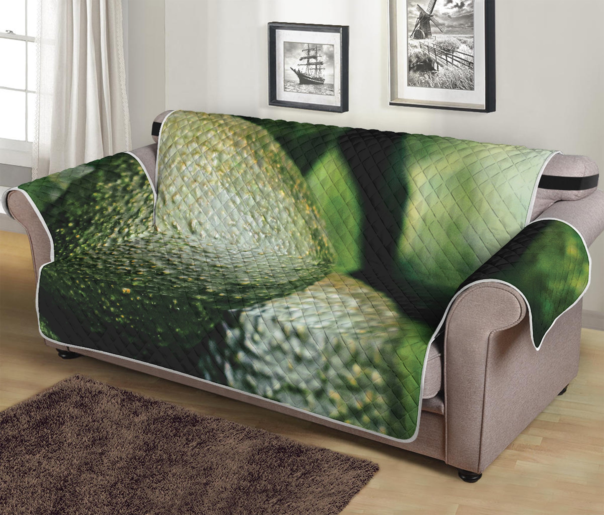 Green Avocado Print Sofa Protector