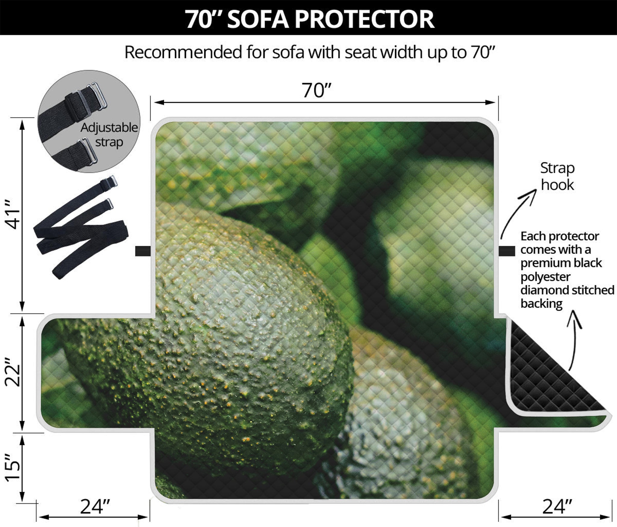 Green Avocado Print Sofa Protector