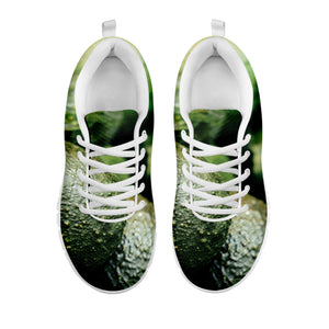 Green Avocado Print White Sneakers