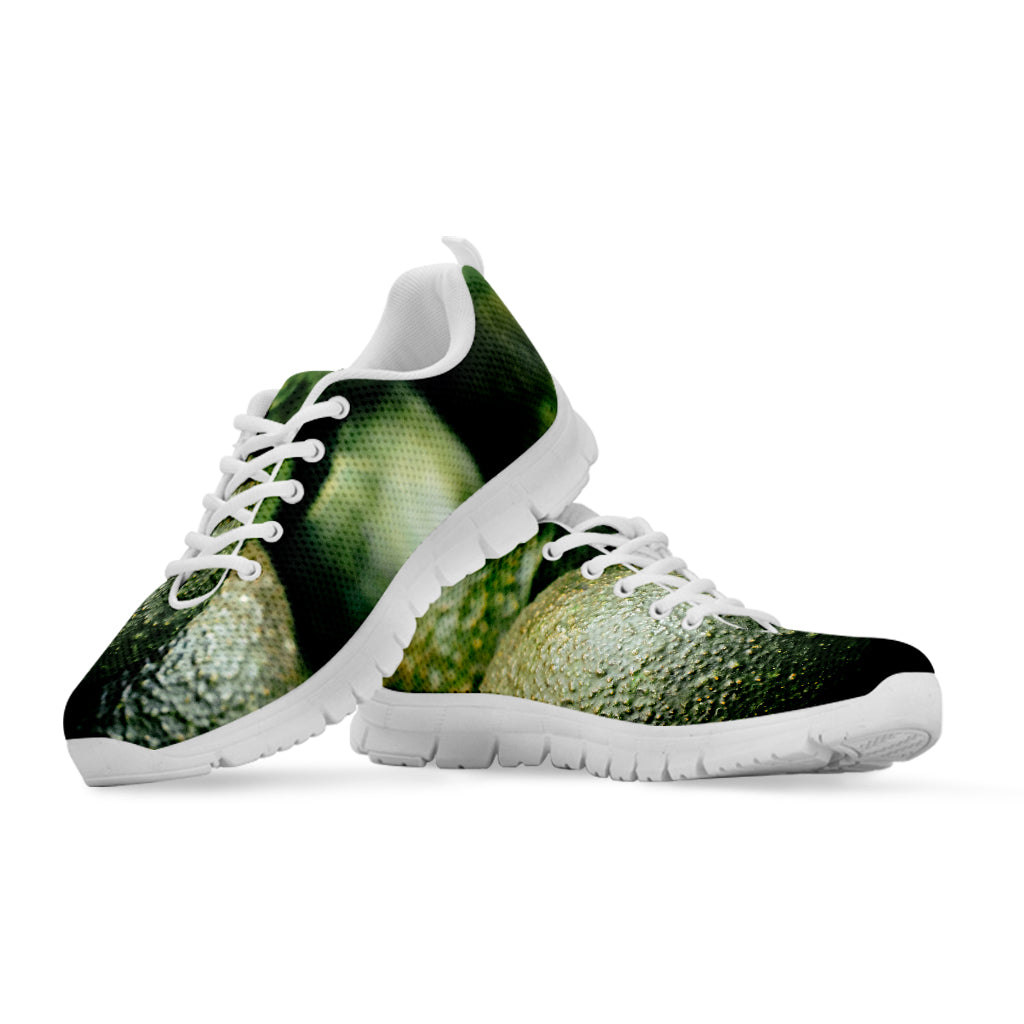 Green Avocado Print White Sneakers