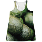 Green Avocado Print Women's Racerback Tank Top