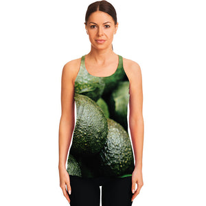 Green Avocado Print Women's Racerback Tank Top