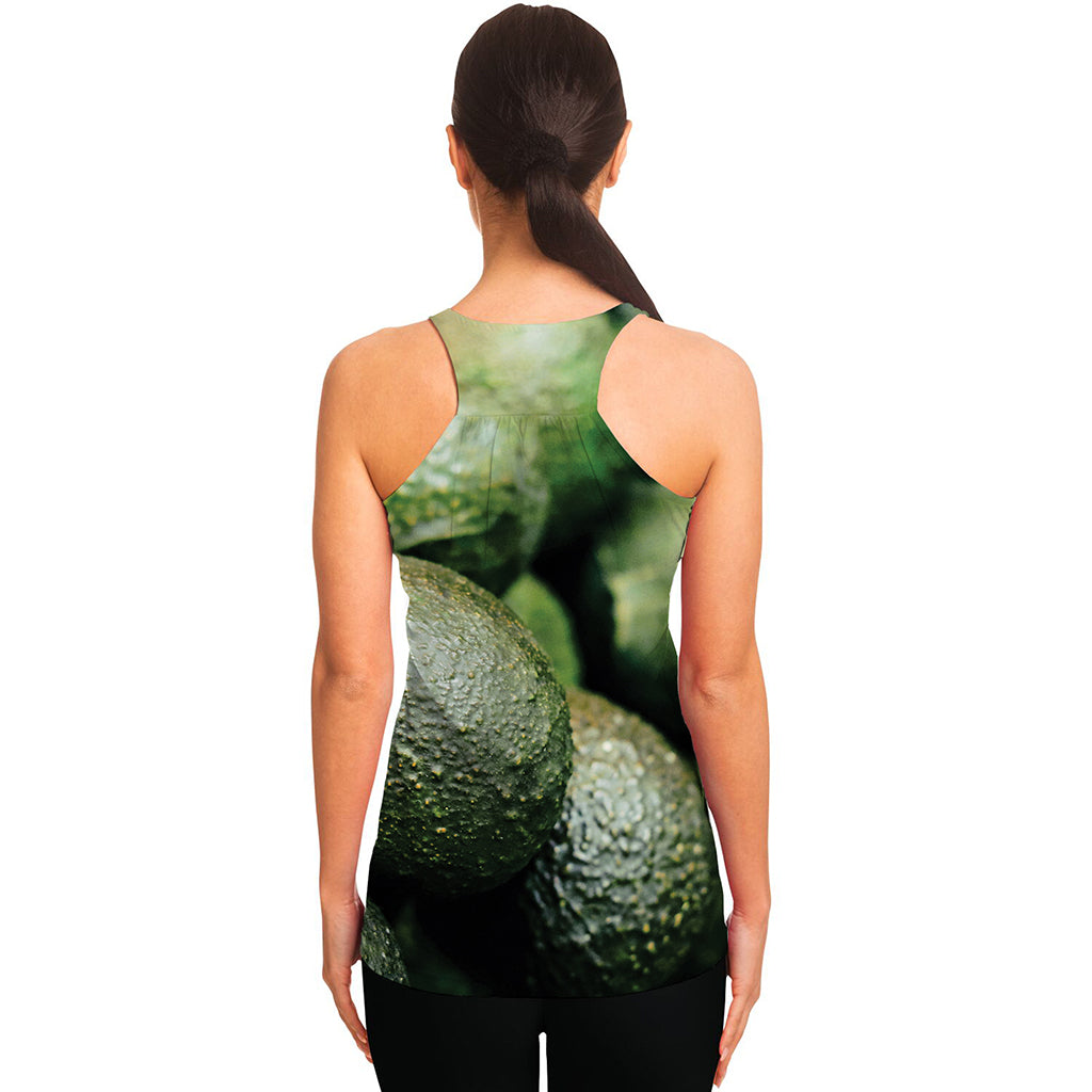 Green Avocado Print Women's Racerback Tank Top