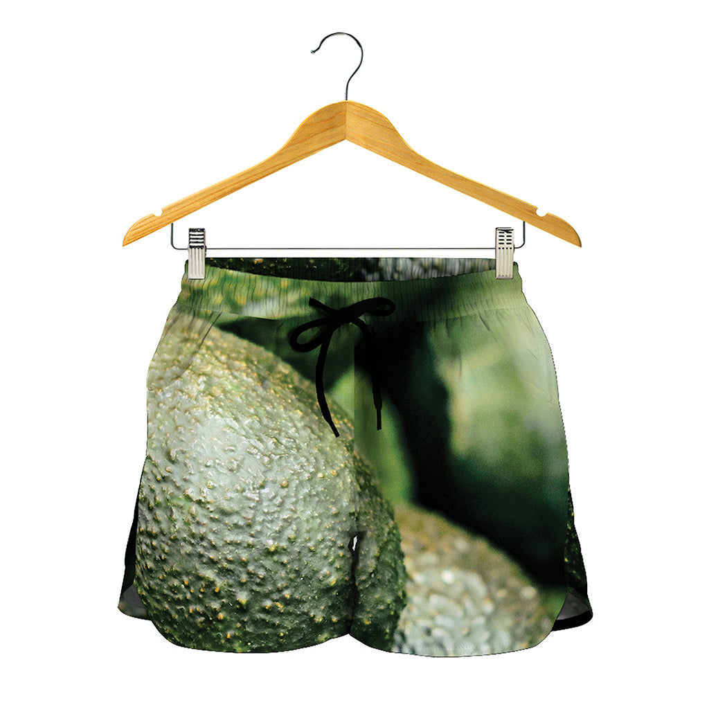 Green Avocado Print Women's Shorts