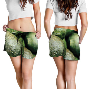 Green Avocado Print Women's Shorts